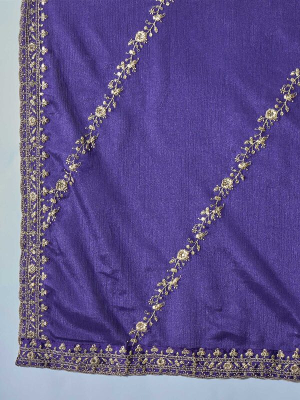 Elegant Purple Embroidered Kurta Sharara Set – Chinon Fabric with Santoon Lining