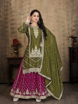 Exquisite Mehendi Embroidered Lehenga Set – Timeless Elegance for Special Occasions
