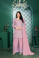 Light Pink Embroidered Kurta Palazzo Set