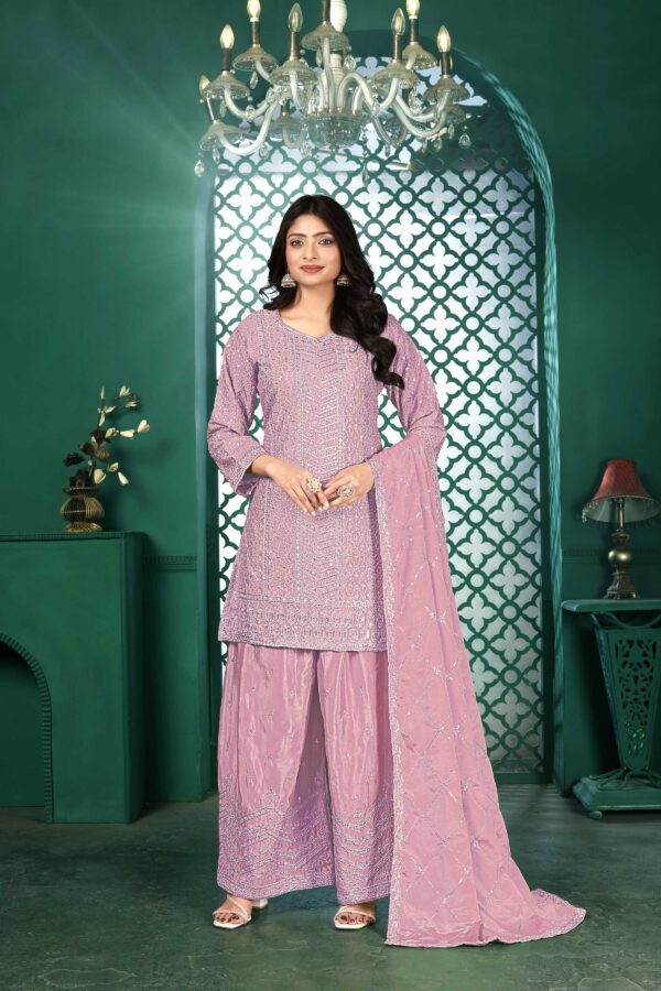 Light Pink Embroidered Kurta Palazzo Set