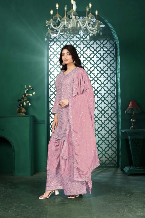 Light Pink Embroidered Kurta Palazzo Set