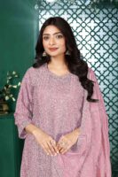 Light Pink Embroidered Kurta Palazzo Set
