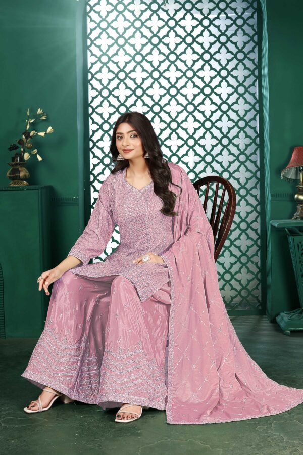 Light Pink Embroidered Kurta Palazzo Set