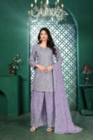 Light Purple Embroidered Kurta Palazzo Set