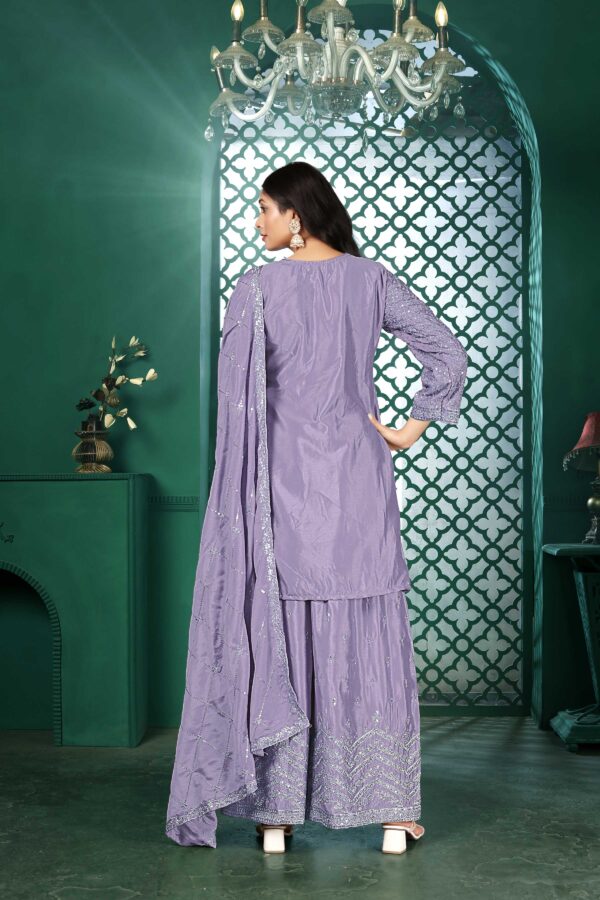 Light Purple Embroidered Kurta Palazzo Set