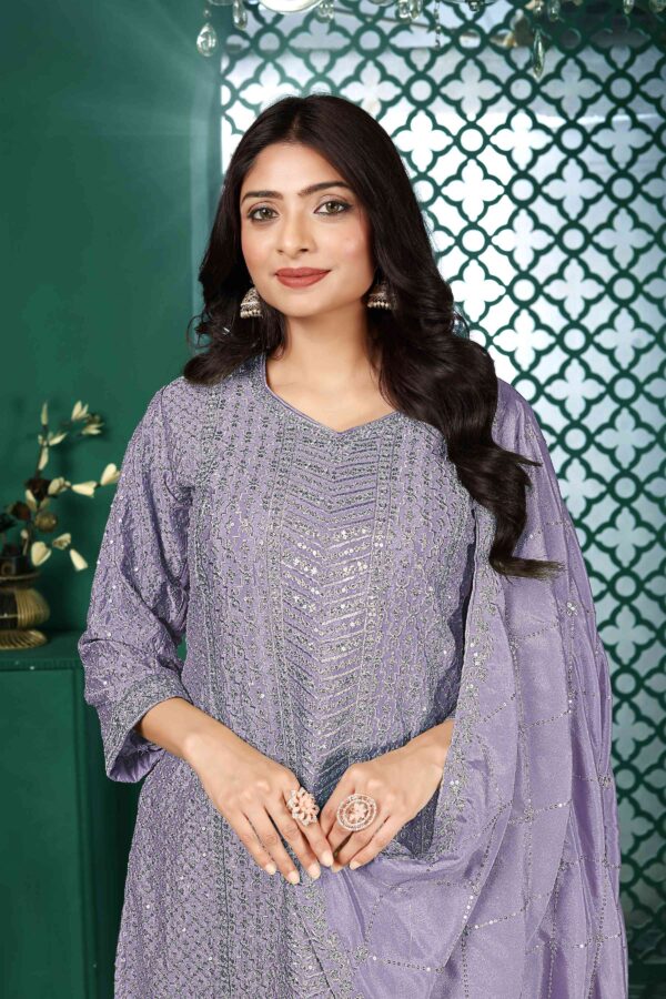 Light Purple Embroidered Kurta Palazzo Set
