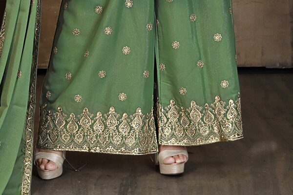Green Embroidered Georgette Kurta Palazzo Set with Dupatta
