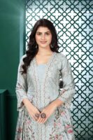 Light Blue Embroidered Kurta Palazzo Set with Printed Dupatta
