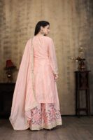 Light Pink Embroidered Kurta Palazzo Set - Chinon Fabric with 2.15m Dupatta