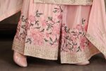 Light Pink Embroidered Kurta Palazzo Set - Chinon Fabric with 2.15m Dupatta