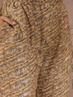 Cream Printed Cotton Co-Ord Set - Long Straight Top & Palazzo Pants