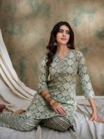 Verdant Green Printed Cotton Co-Ord Set - Effortless Ethnic Elegance