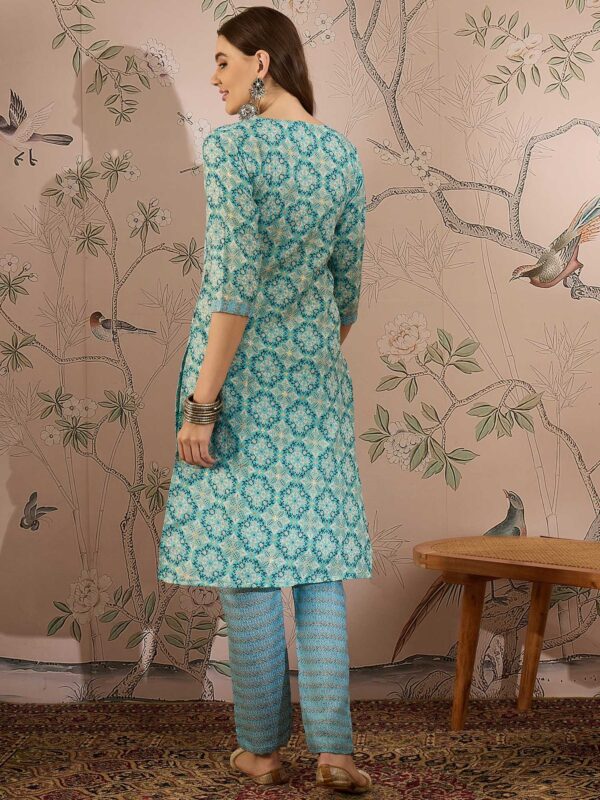Azure Blue Printed Cotton Co-Ord Set - Effortless Ethnic Elegance