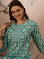 Azure Blue Printed Cotton Co-Ord Set - Effortless Ethnic Elegance