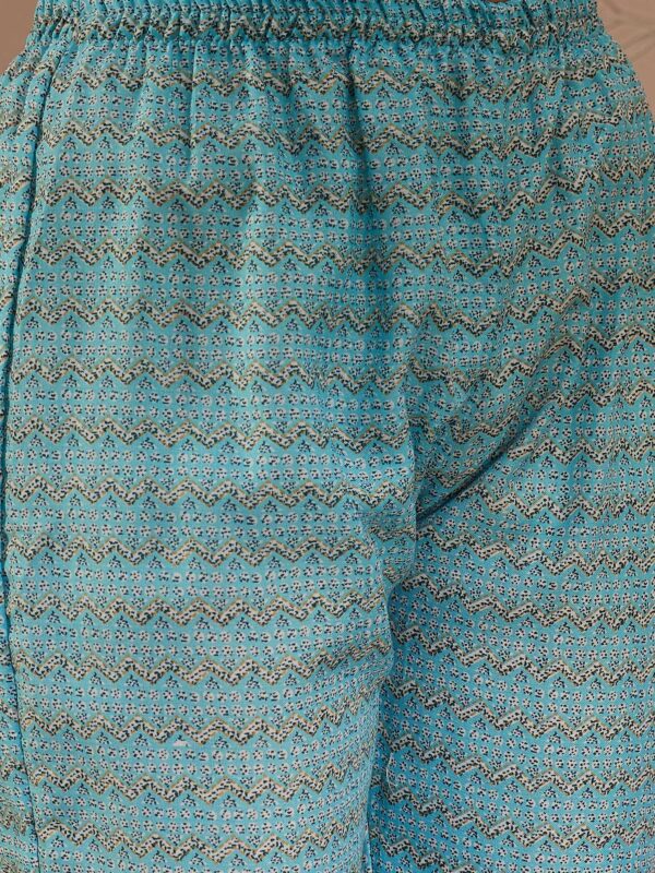 Azure Blue Printed Cotton Co-Ord Set - Effortless Ethnic Elegance