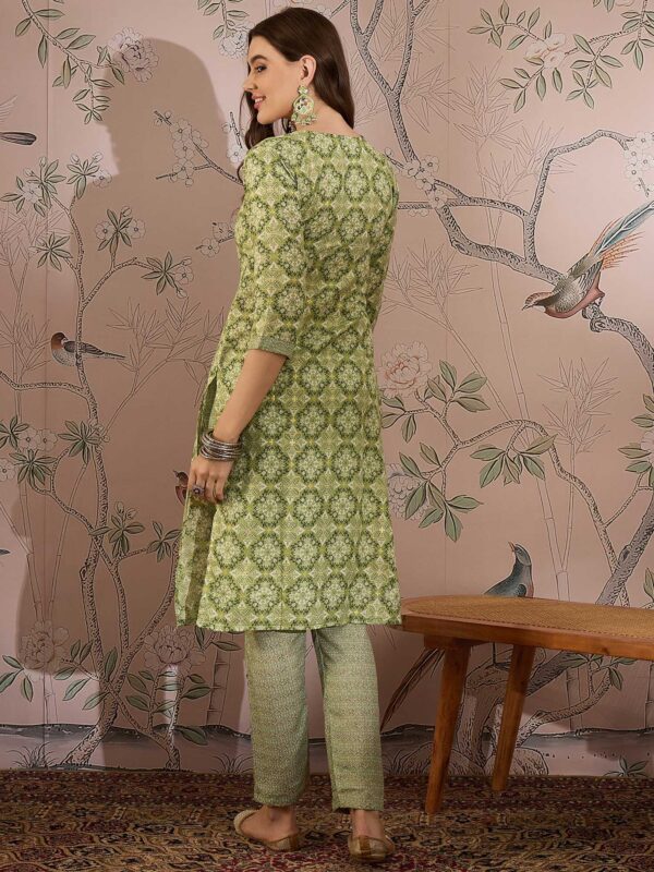 Nature-Inspired Green Printed Cotton Co-Ord Set - Modern Ethnic Comfort