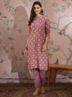 Feminine Pink Printed Cotton Co-Ord Set - Modern Ethnic Comfort