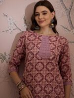 Feminine Pink Printed Cotton Co-Ord Set - Modern Ethnic Comfort