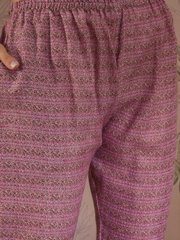 Feminine Pink Printed Cotton Co-Ord Set - Modern Ethnic Comfort