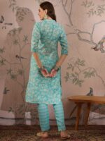 Serene Blue Printed Cotton Co-Ord Set - Contemporary Ethnic Comfort