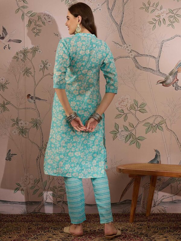 Serene Blue Printed Cotton Co-Ord Set - Contemporary Ethnic Comfort
