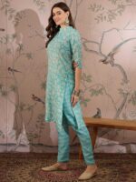 Serene Blue Printed Cotton Co-Ord Set - Contemporary Ethnic Comfort