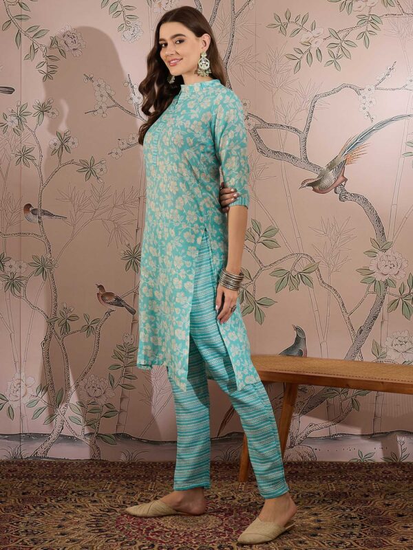 Serene Blue Printed Cotton Co-Ord Set - Contemporary Ethnic Comfort