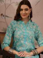 Serene Blue Printed Cotton Co-Ord Set - Contemporary Ethnic Comfort