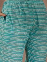 Serene Blue Printed Cotton Co-Ord Set - Contemporary Ethnic Comfort