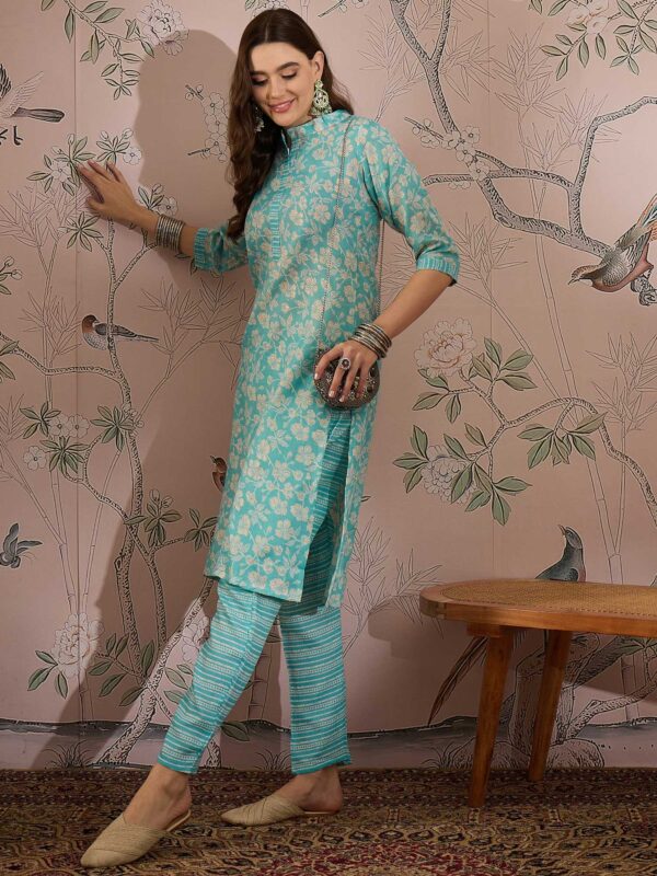 Serene Blue Printed Cotton Co-Ord Set - Contemporary Ethnic Comfort