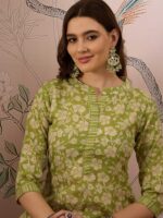 Nature-Inspired Green Printed Cotton Co-Ord Set - Modern Ethnic Comfort