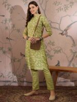 Nature-Inspired Green Printed Cotton Co-Ord Set - Modern Ethnic Comfort