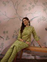 Nature-Inspired Green Printed Cotton Co-Ord Set - Modern Ethnic Comfort