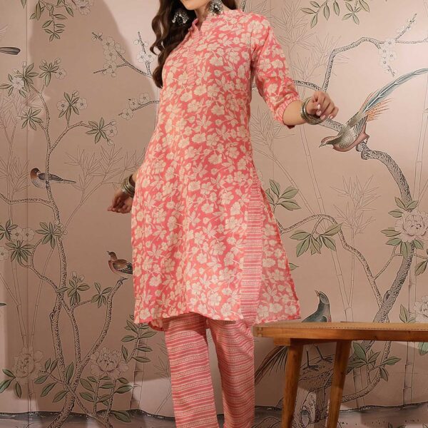 Nature's Elegance: Green Printed Cotton Co-Ord Set