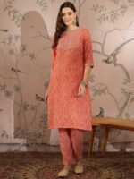 Peach Perfection Printed Cotton Co-Ord Set