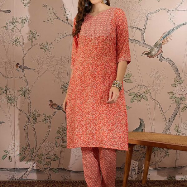 Peach Perfection Printed Cotton Co-Ord Set