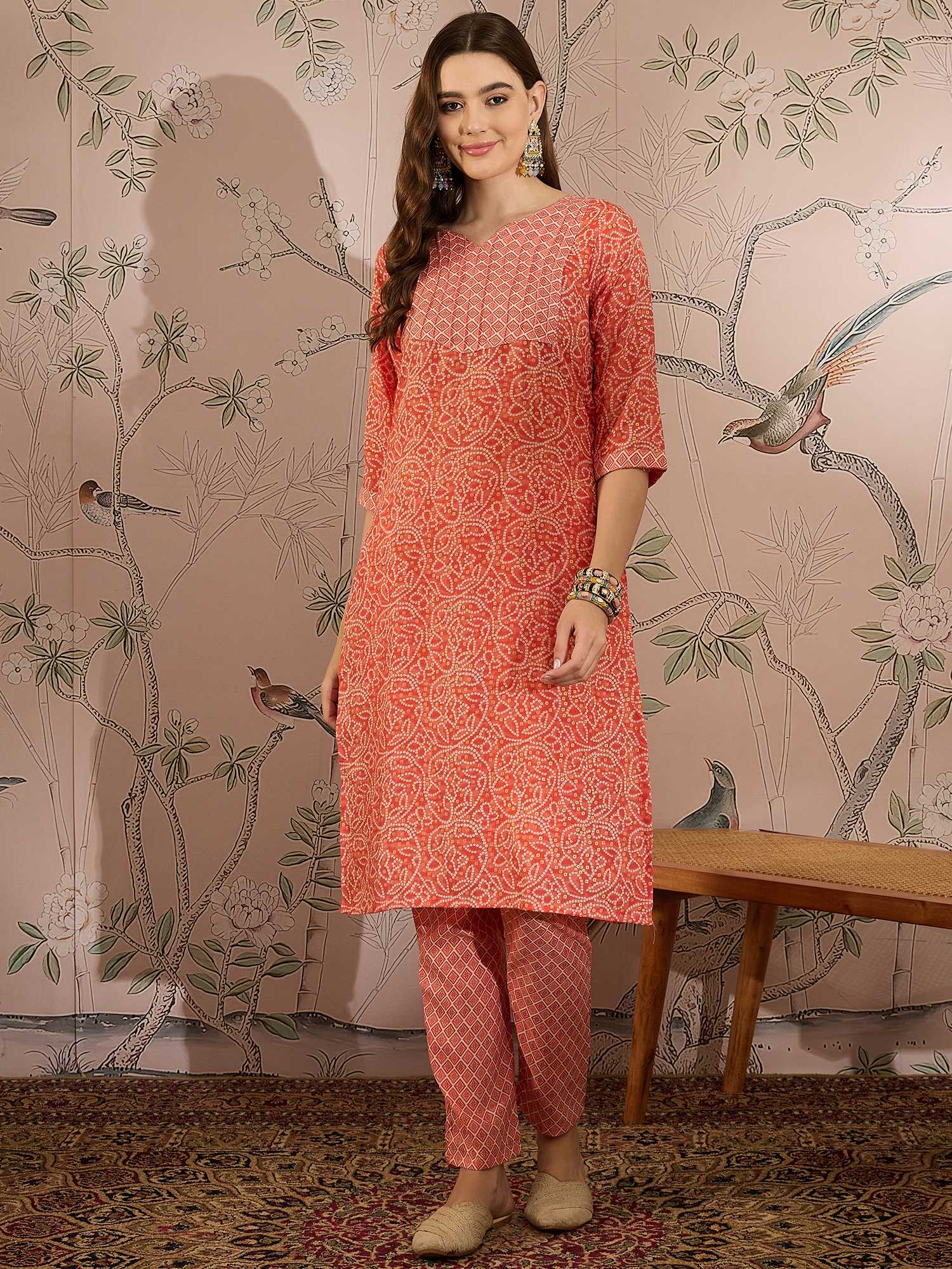 Peach Perfection Printed Cotton Co-Ord Set
