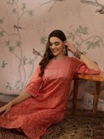 Peach Perfection Printed Cotton Co-Ord Set