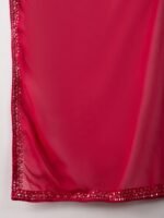 Elegant Pink Embroidered Anarkali Gown with V Neck & Lace Dupatta