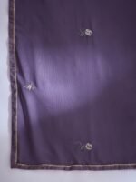 Elegant Purple Embroidered Short Flared Kurta Lehenga Set with Round Neck & Dupatta