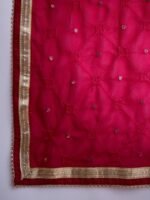 Elegant Pink Embroidered Straight Kurta Sharara Set with Round Neck & Regular Sleeves