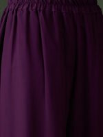 Regal Purple Embroidered Nayra Cut Kurta Palazzo Set with Round Neck & Full Length Kurta
