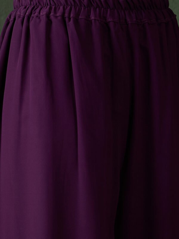 Regal Purple Embroidered Nayra Cut Kurta Palazzo Set with Round Neck & Full Length Kurta