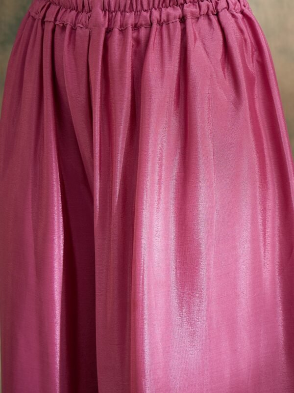 Charming Pink Embroidered Flared Top Kurta Sharara Set with Round Neck & Regular Sleeves