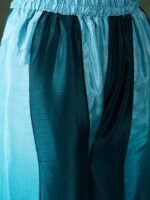 Elegant Blue Embroidered Flared Top Kurta Sharara Set with Round Neck & Regular Sleeves