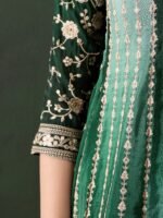 Elegant Green Embroidered Flared Top Kurta Sharara Set with Round Neck & Regular Sleeves