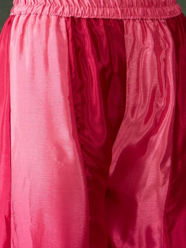 Elegant Pink Embroidered Flared Top Kurta Sharara Set with Round Neck & Regular Sleeves