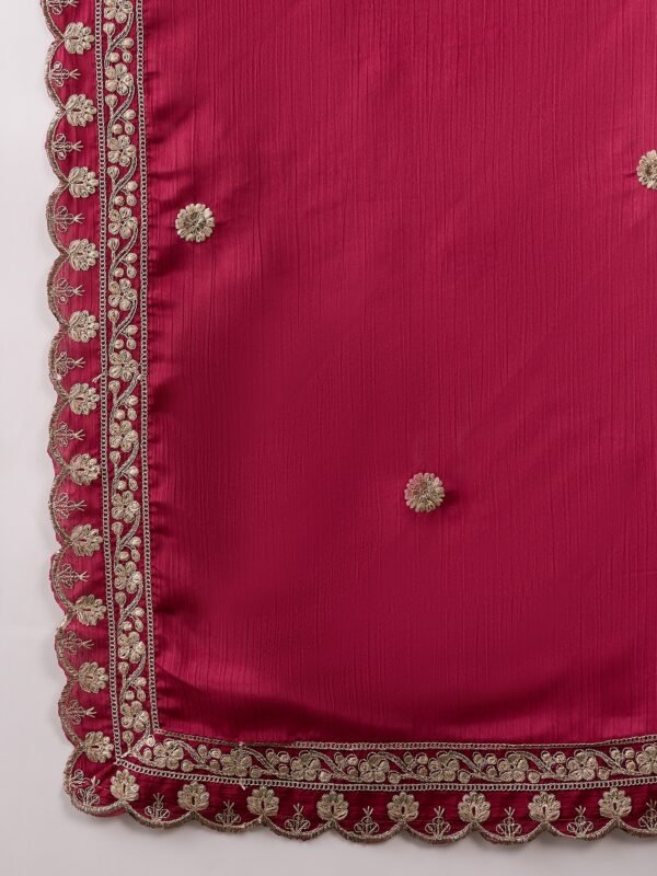 Elegant Pink Embroidered Flared Top Kurta Sharara Set with Round Neck & Regular Sleeves