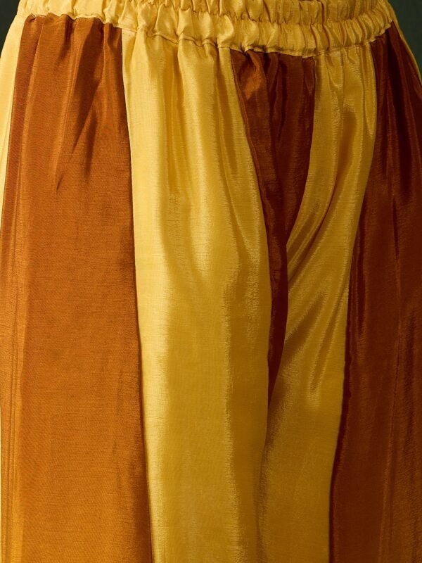 Elegant Yellow Embroidered Flared Top Kurta Sharara Set with Round Neck & Regular Sleeves
