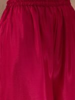 Elegant Pink Embroidered Flared Top Kurta Palazzo Set with Round Neck & Regular Sleeves